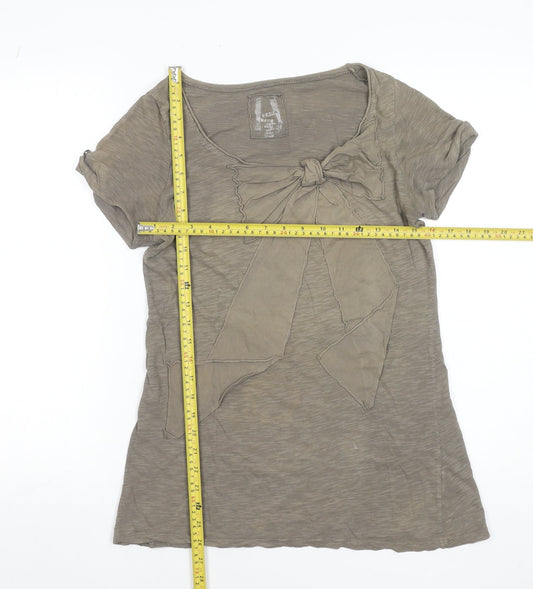 Womens UK Size M Zara Brown Basic T-Shirt