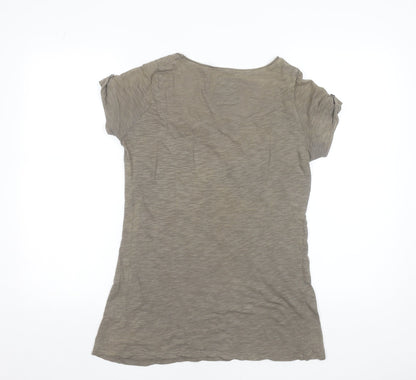 Womens UK Size M Zara Brown Basic T-Shirt