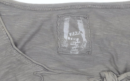 Womens UK Size M Zara Brown Basic T-Shirt