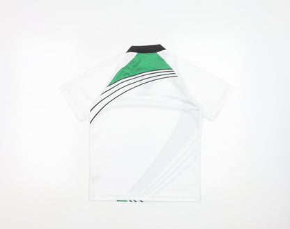 O'Neills Boys White Green LGFA Jersey 9-10 Years V-Neck Sports T-Shirt