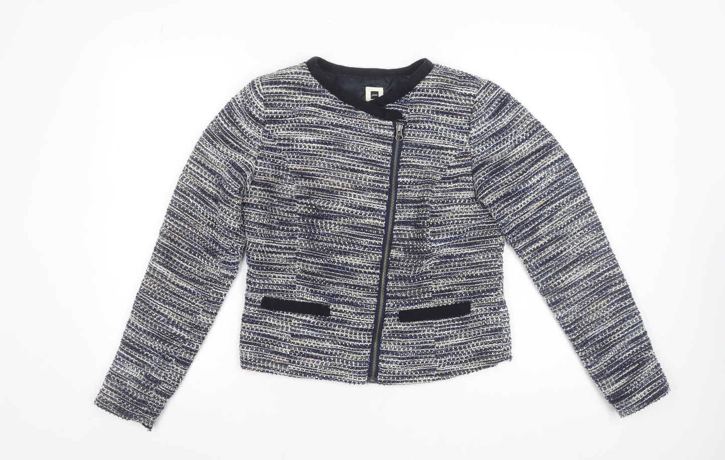 Womens UK Size 8 Jensen Blue Biker Coat