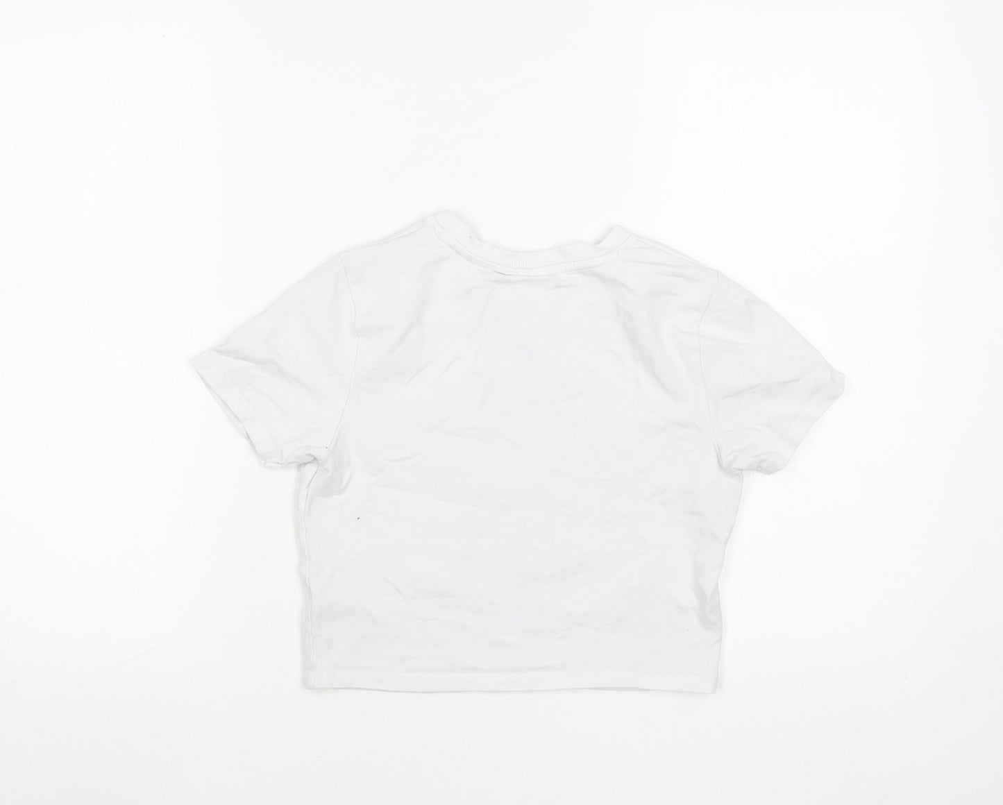 Womens UK Size S The Smurfs White Cropped T-Shirt