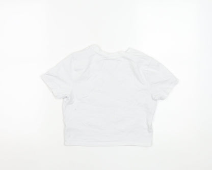 Womens UK Size S The Smurfs White Cropped T-Shirt