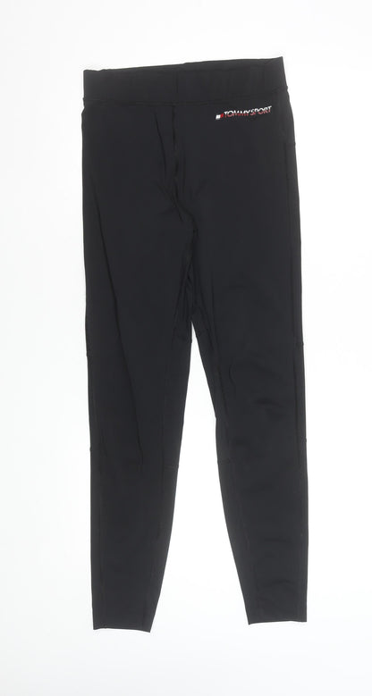 Womens UK Size S Tommy Sport Slim Fit Leggings Black Leggings