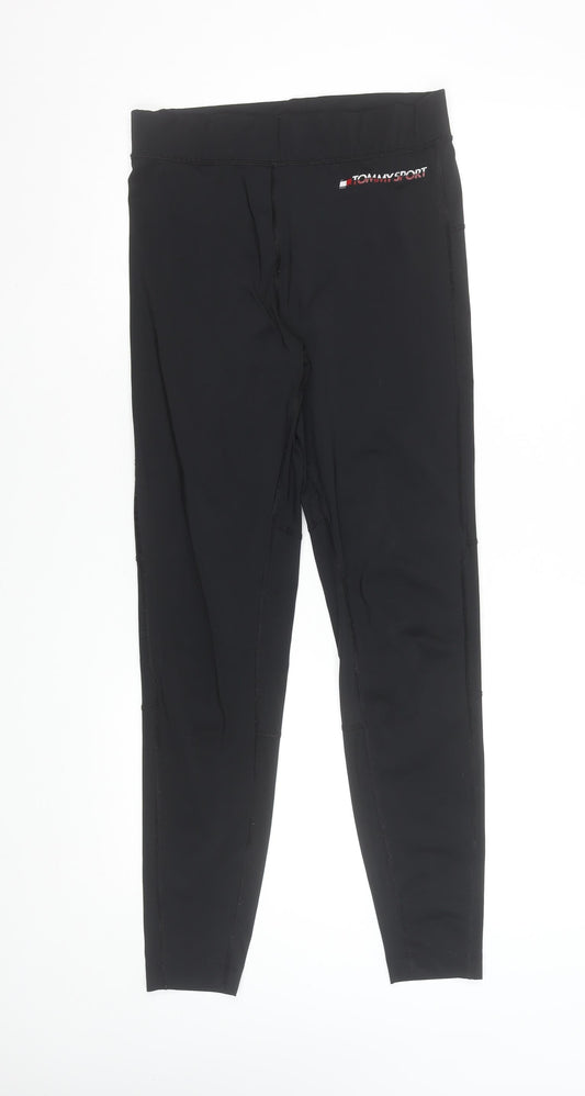 Womens UK Size S Tommy Sport Slim Fit Leggings Black Leggings