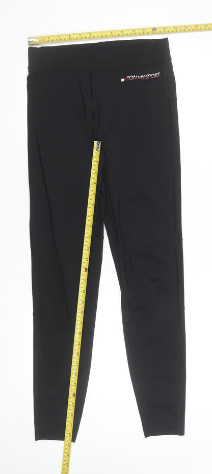 Womens UK Size S Tommy Sport Slim Fit Leggings Black Leggings