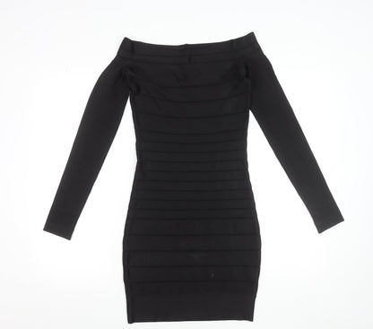 French Connection Women's Black Size 8 Off Shoulder Bodycon Dress