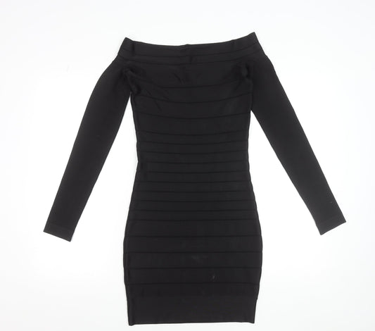 French Connection Women's Black Size 8 Off Shoulder Bodycon Dress
