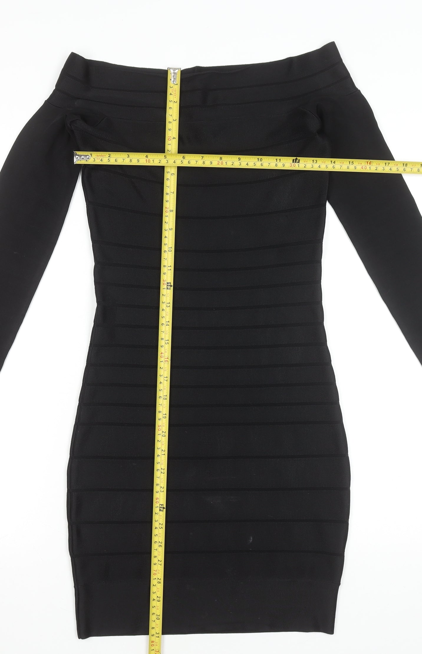 French Connection Women's Black Size 8 Off Shoulder Bodycon Dress