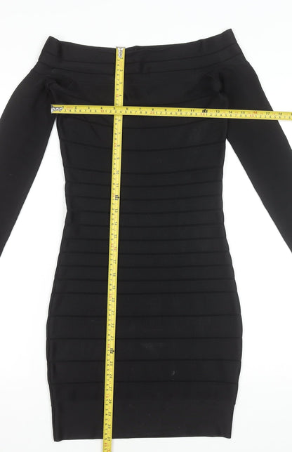 French Connection Women's Black Size 8 Off Shoulder Bodycon Dress