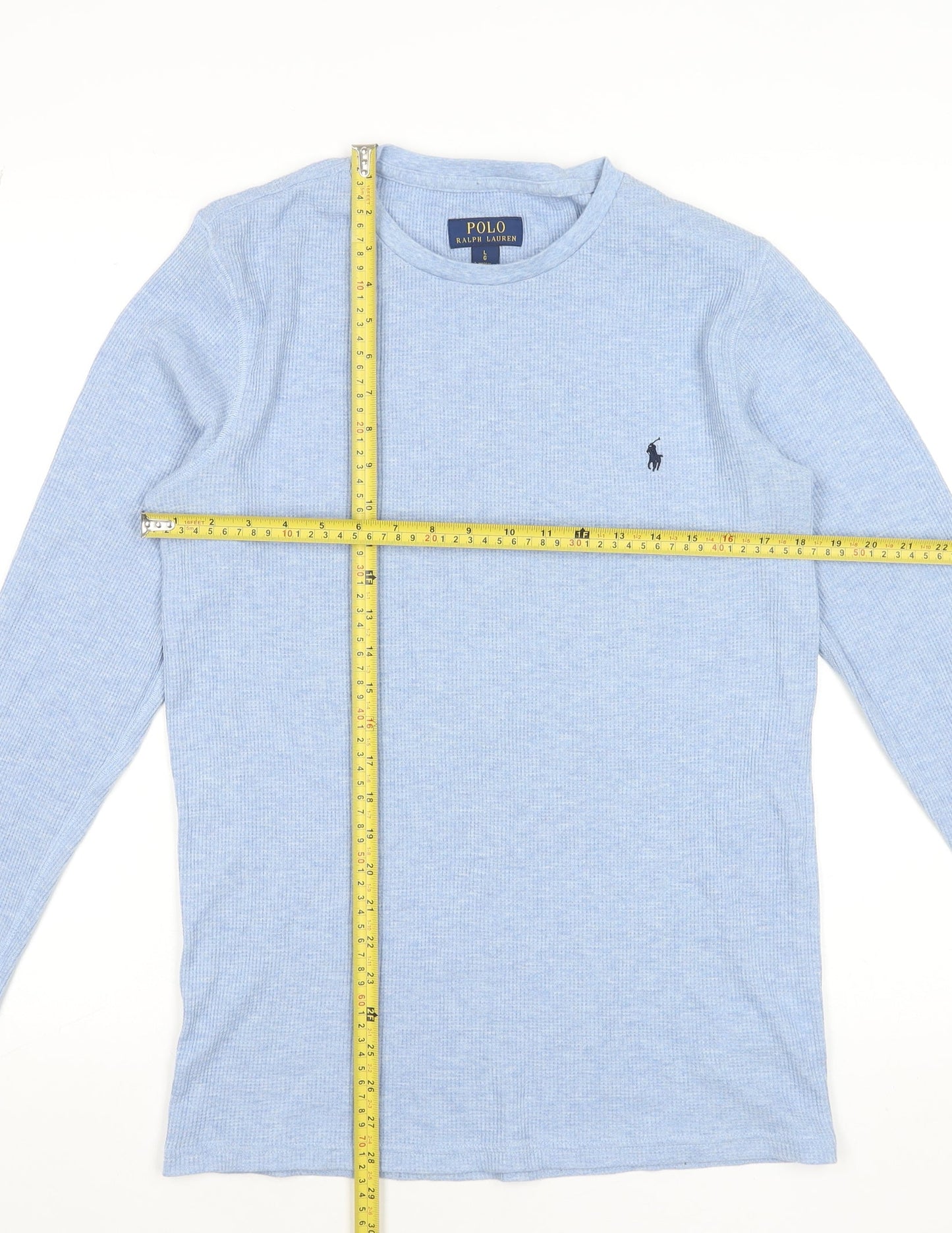 Ralph Lauren Men's Blue Long Sleeve Cotton Blend T-Shirt Size L