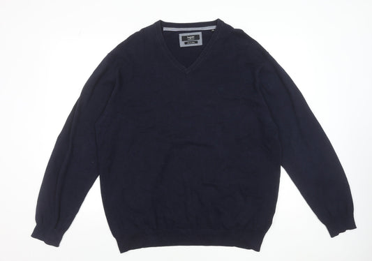 Bugatti Men's Blue 2XL V-Neck Cotton Jumper