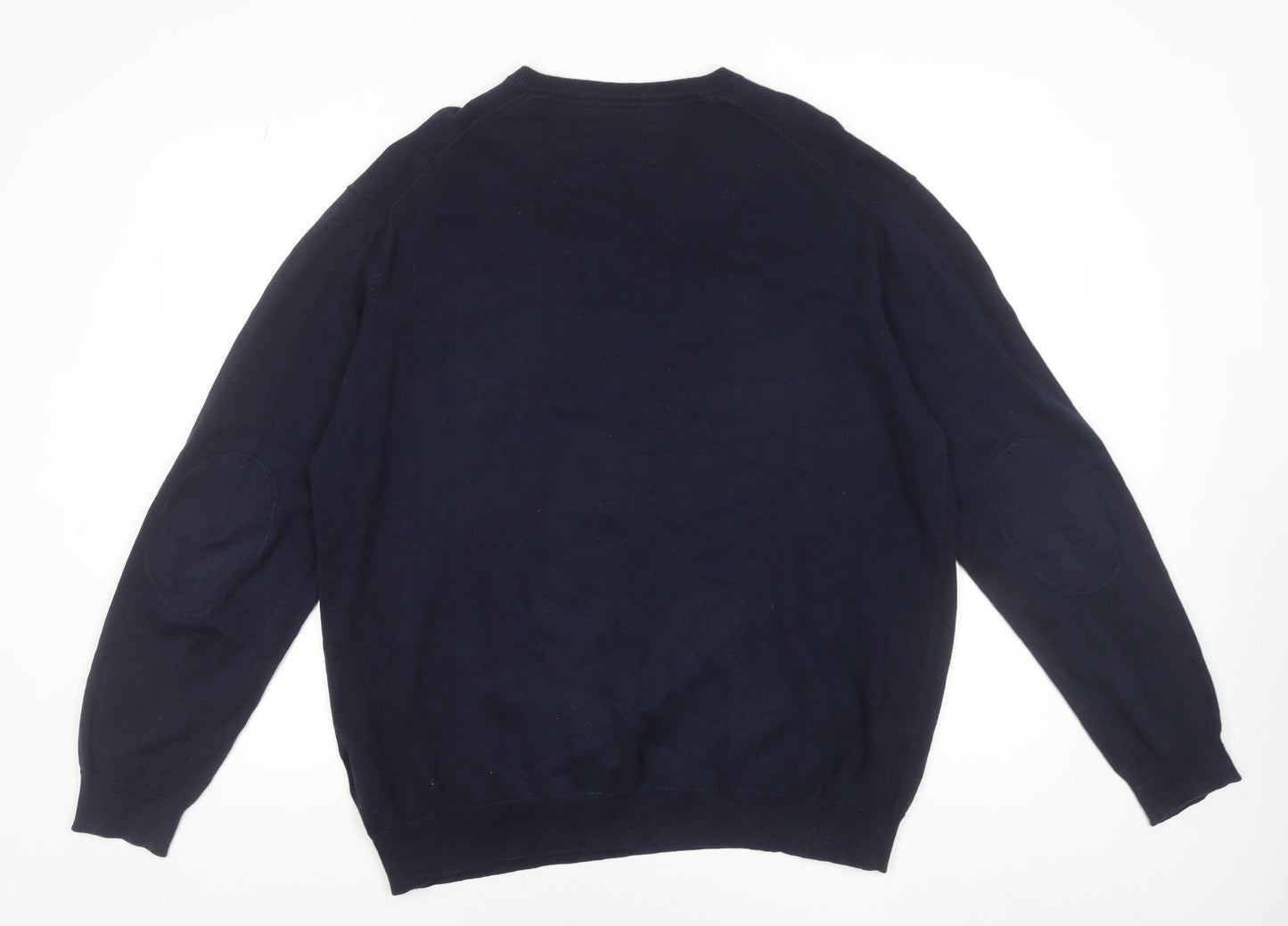 Bugatti Men's Blue 2XL V-Neck Cotton Jumper