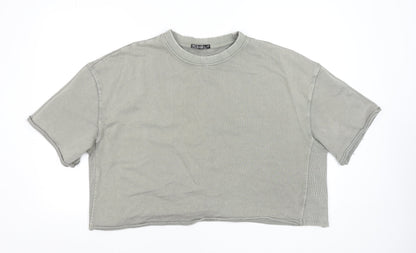 Dunnes Women Grey Cotton Cropped Pullover Sweatshirt L