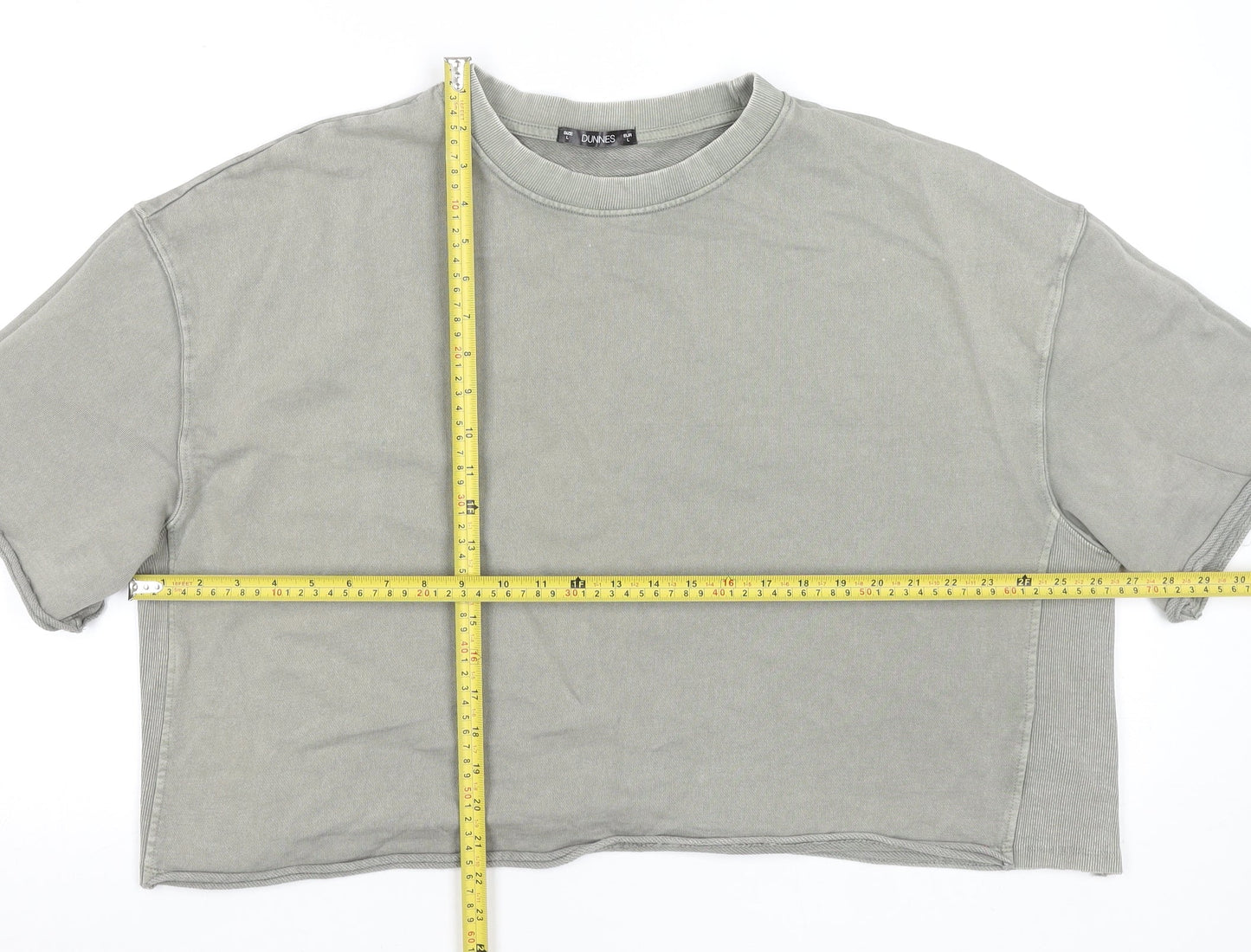 Dunnes Women Grey Cotton Cropped Pullover Sweatshirt L