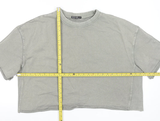 Dunnes Women Grey Cotton Cropped Pullover Sweatshirt L