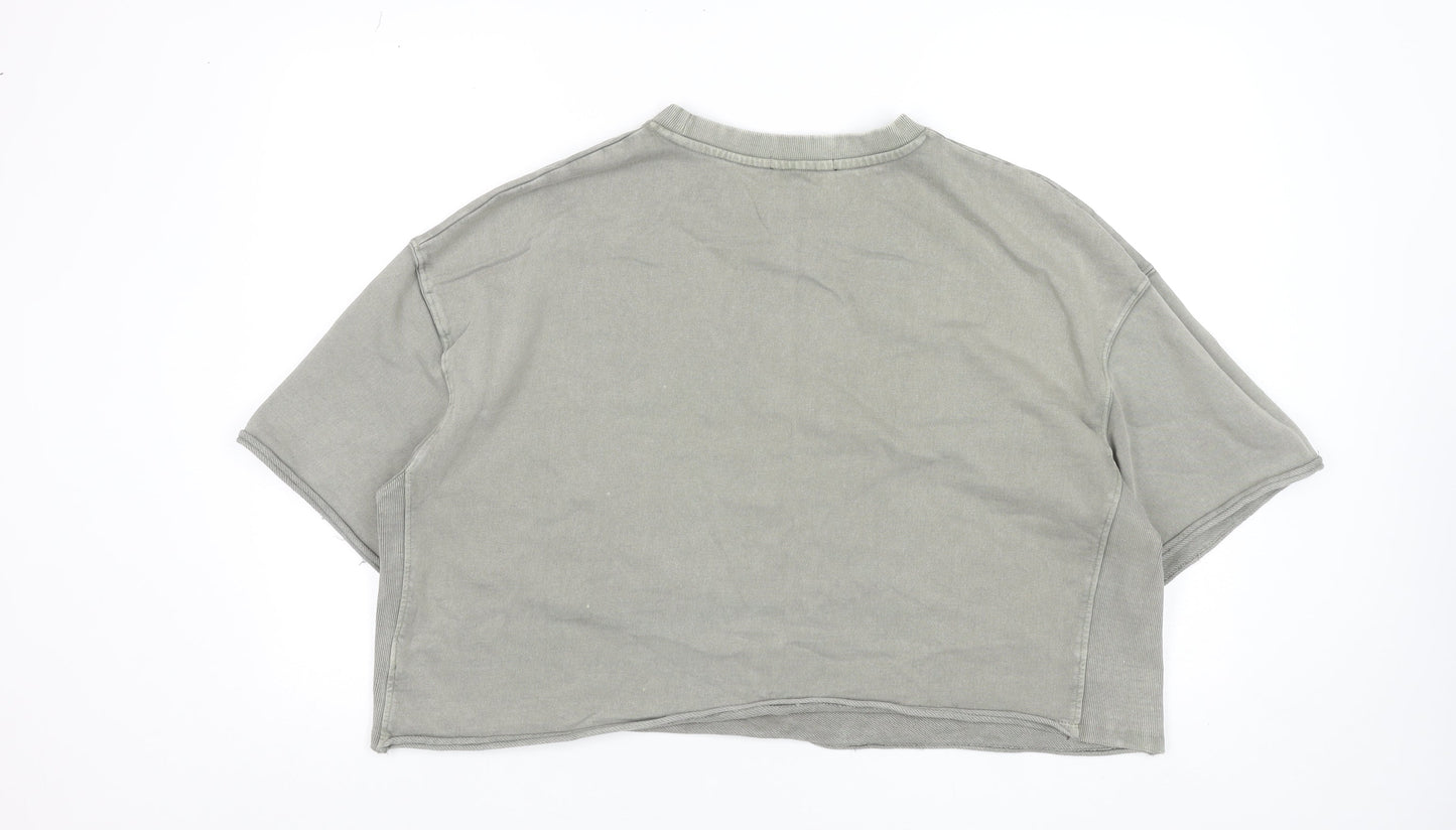 Dunnes Women Grey Cotton Cropped Pullover Sweatshirt L