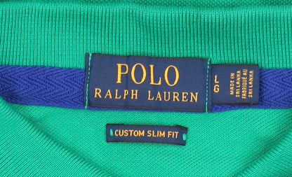 Ralph Lauren Men's Green Polo Shirt L Custom Slim Fit Embroidered