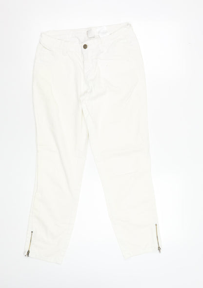 Womens UK Size M VILA Slim Fit Ankle White Jeans