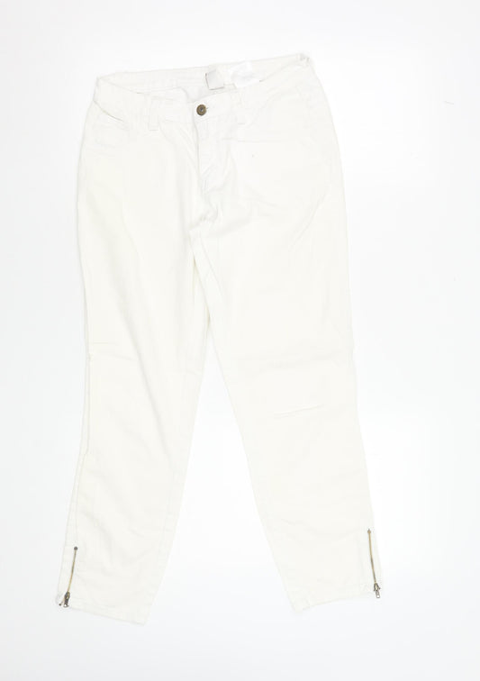 Womens UK Size M VILA Slim Fit Ankle White Jeans