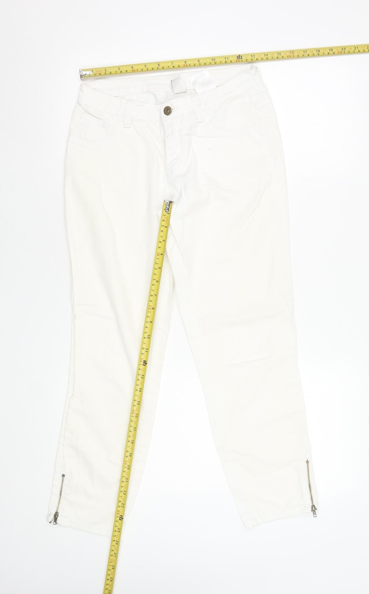 Womens UK Size M VILA Slim Fit Ankle White Jeans