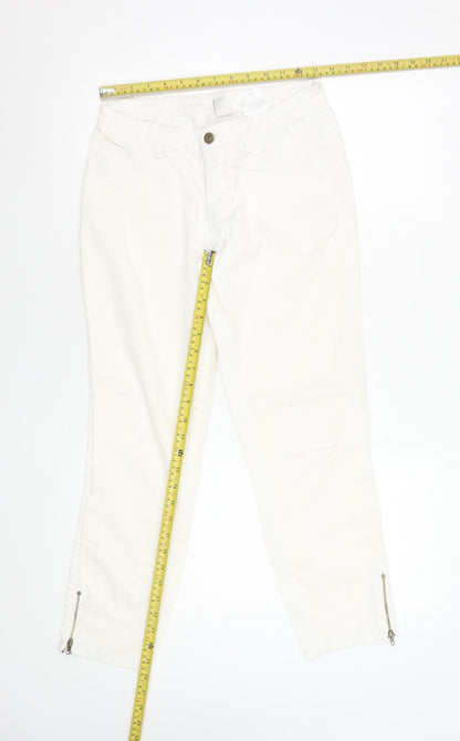 Womens UK Size M VILA Slim Fit Ankle White Jeans