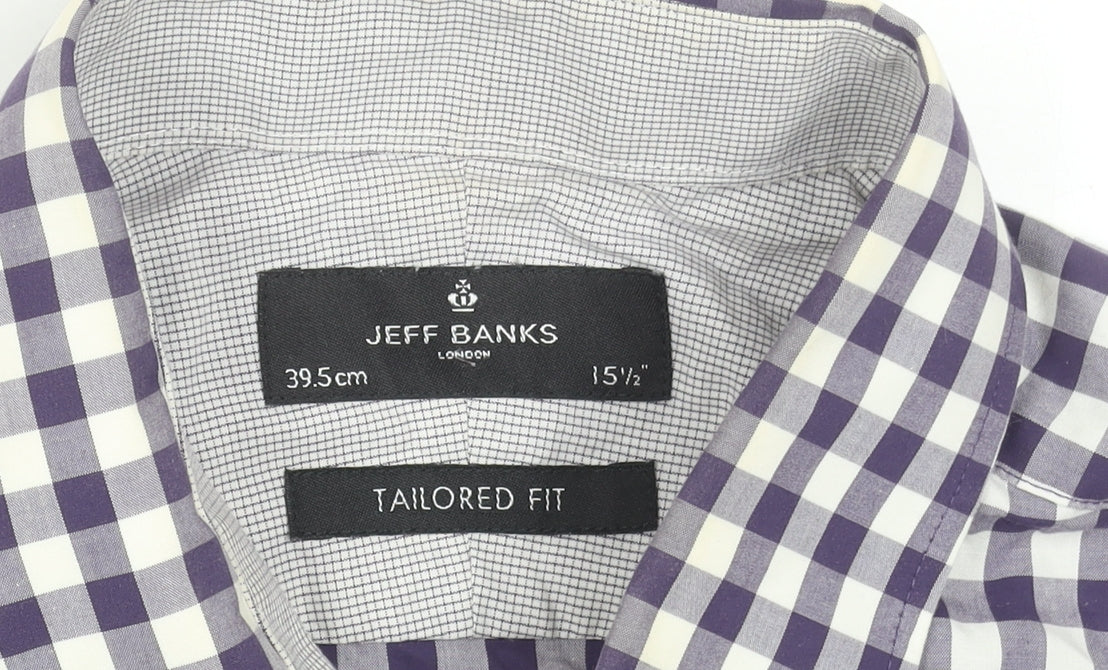 Mens UK Collar Size 15.5 Jeff Banks Smart Purple  Dress Shirt