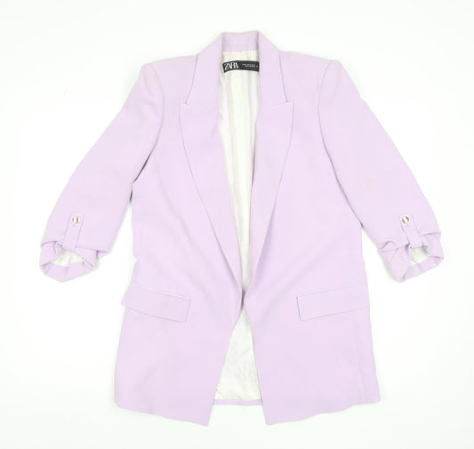 ZARA Women's Lilac Blazer XS Single-Breasted Long Jacket