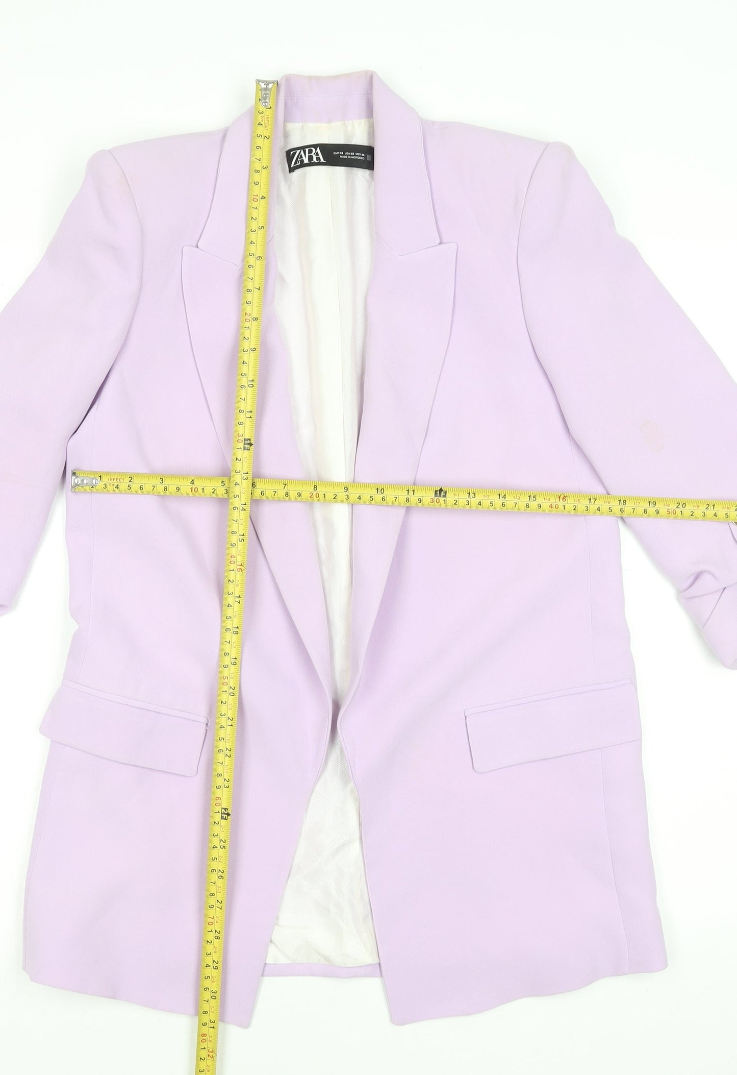 ZARA Women's Lilac Blazer XS Single-Breasted Long Jacket