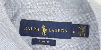 Ralph Lauren Men's Blue Slim Fit Oxford Cotton Dress Shirt L