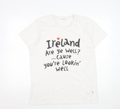 Womens UK Size L designed within denmark White Basic T-Shirt