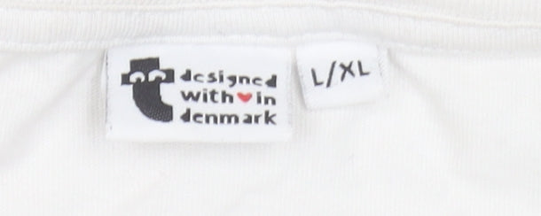Womens UK Size L designed within denmark White Basic T-Shirt