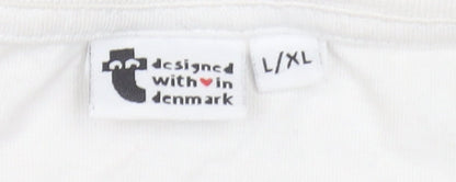 Womens UK Size L designed within denmark White Basic T-Shirt