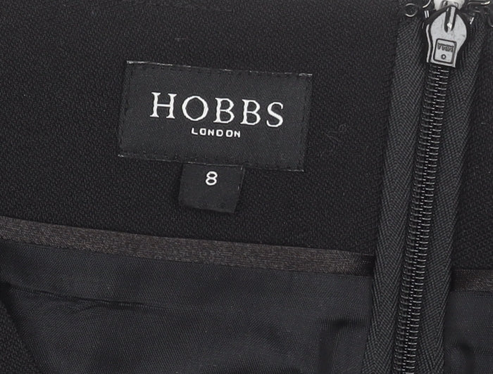 Hobbs Women Black Wool Sheath Dress Size 8 V-Neck Formal Workwear