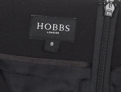 Hobbs Women Black Wool Sheath Dress Size 8 V-Neck Formal Workwear