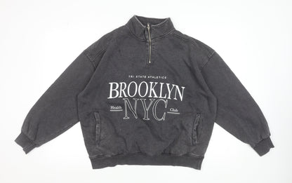Dunnes Women’s Charcoal 1/4 Zip Brooklyn NYC Sweatshirt Size M