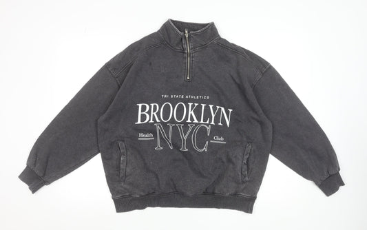 Dunnes Women’s Charcoal 1/4 Zip Brooklyn NYC Sweatshirt Size M