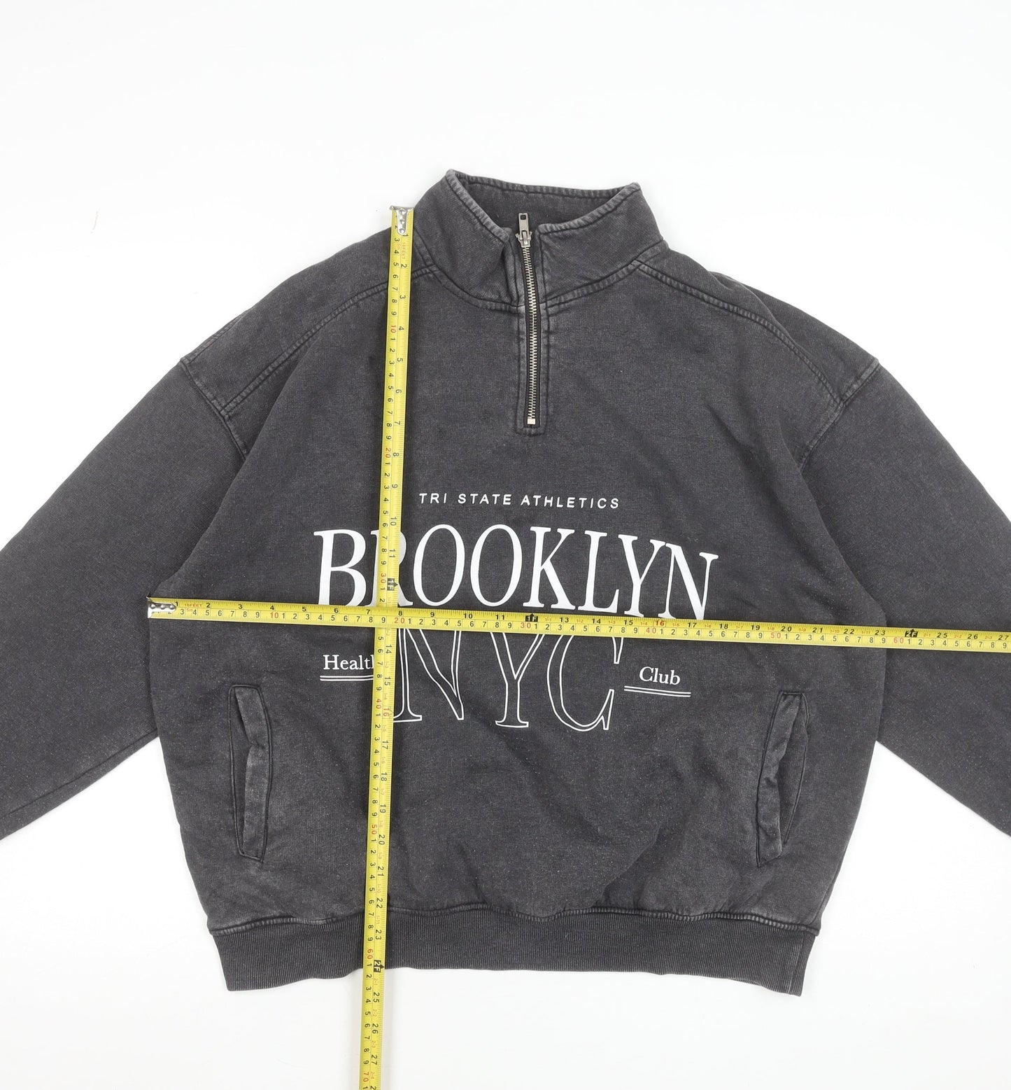 Dunnes Women’s Charcoal 1/4 Zip Brooklyn NYC Sweatshirt Size M
