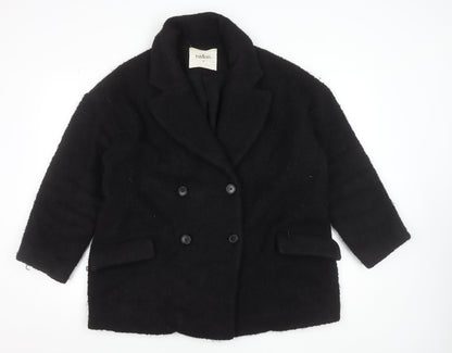 ba&sh Women's Black Wool Blend Pea Coat Size 12 Lined Button Classic