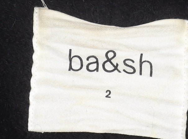 ba&sh Women's Black Wool Blend Pea Coat Size 12 Lined Button Classic