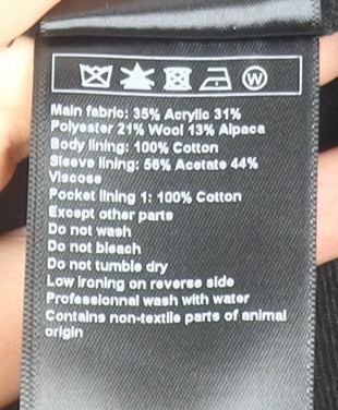 ba&sh Women's Black Wool Blend Pea Coat Size 12 Lined Button Classic