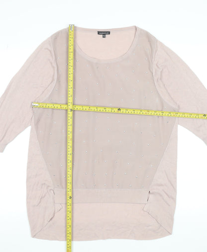 Womens UK Size 14 Warehouse Beige Basic T-Shirt