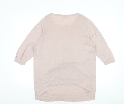 Womens UK Size 14 Warehouse Beige Basic T-Shirt