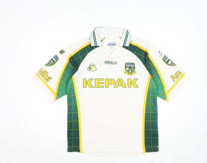 O'Neills Boys White Green Football Jersey 13-14 Years Collared Sports Top