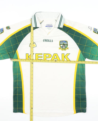 O'Neills Boys White Green Football Jersey 13-14 Years Collared Sports Top
