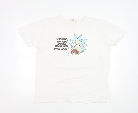 Rick and Morty Men's White XL Graphic Cotton T-Shirt