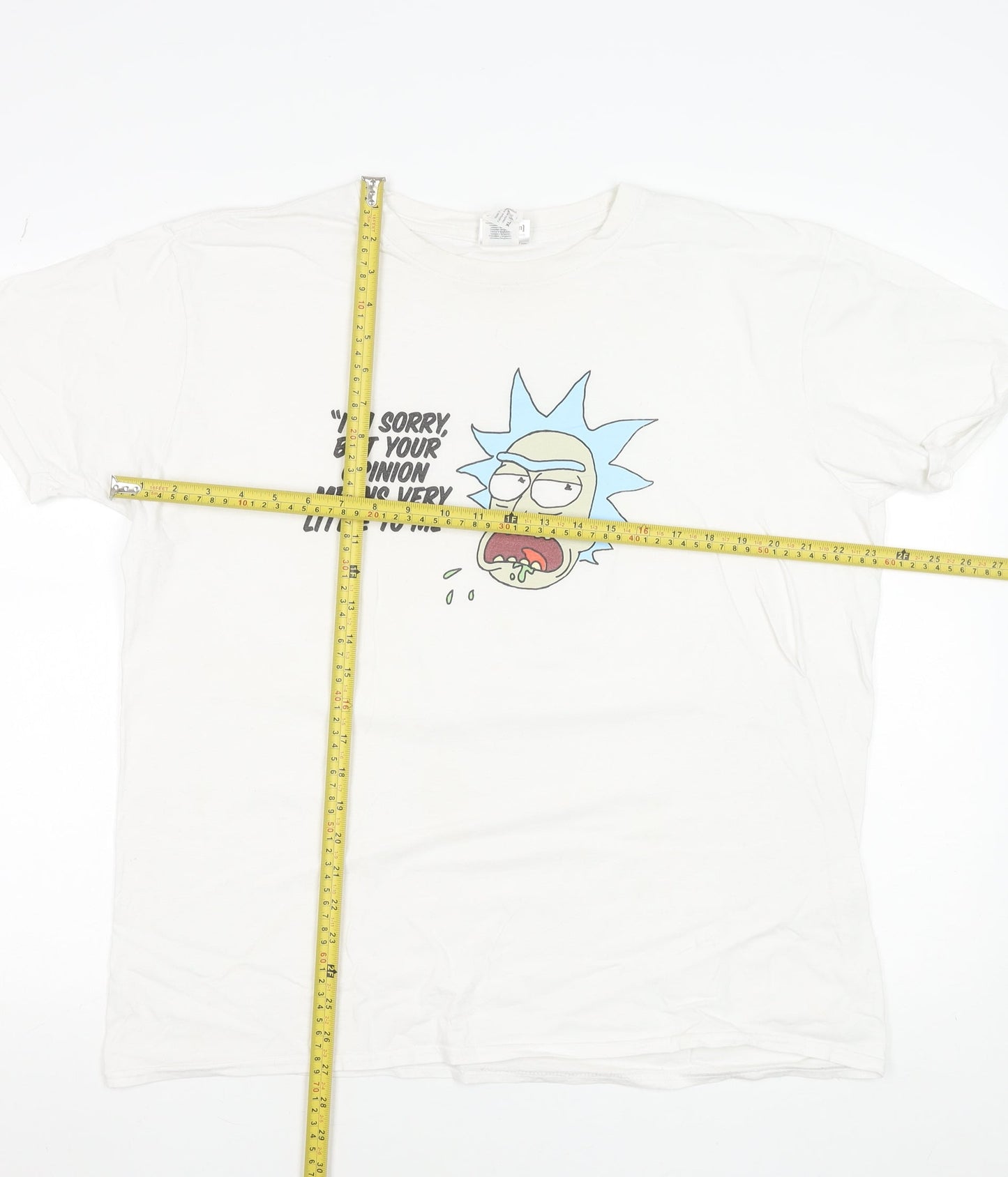 Rick and Morty Men's White XL Graphic Cotton T-Shirt