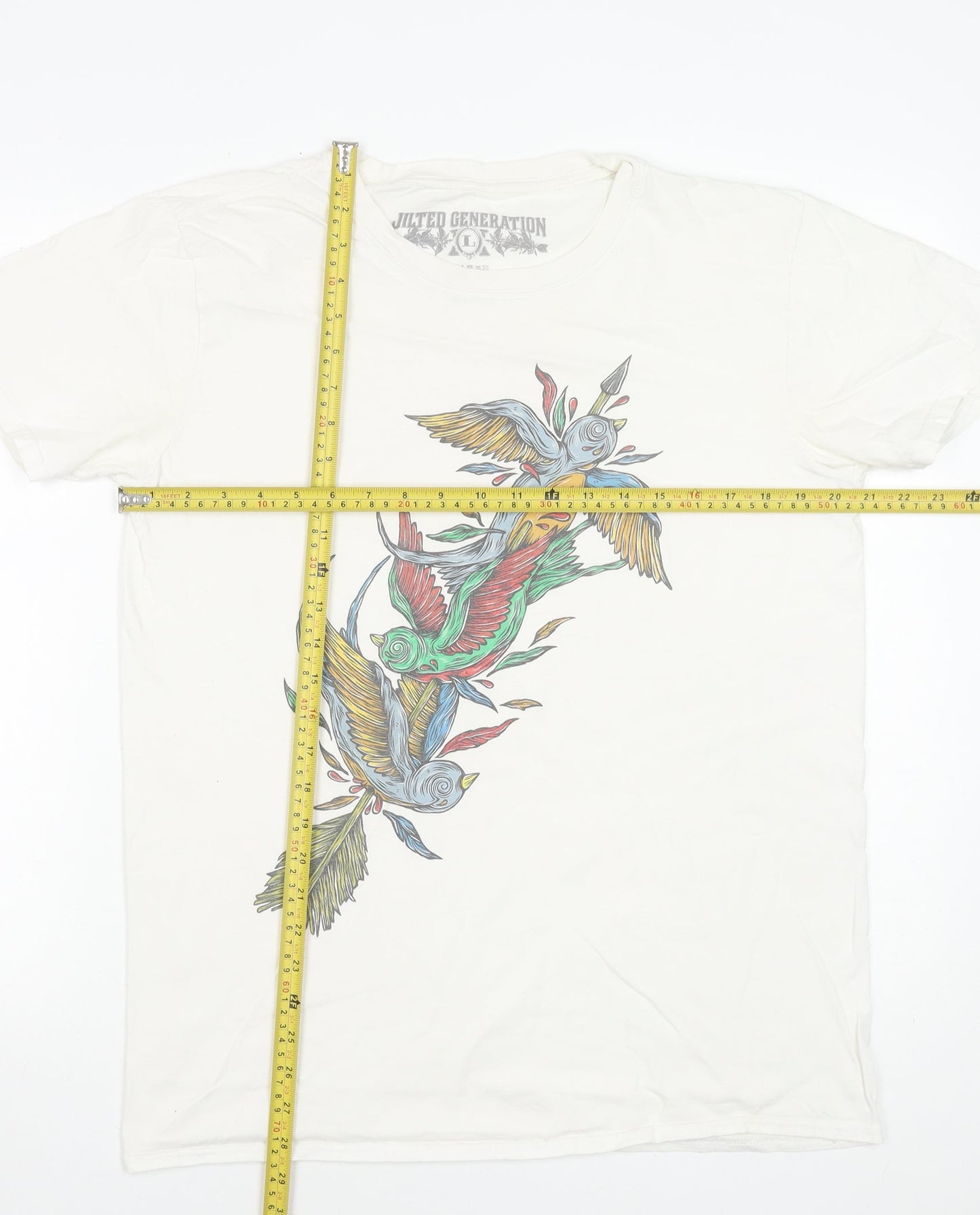 Jilted Generation Men's White Cotton Graphic Bird Art T-Shirt L