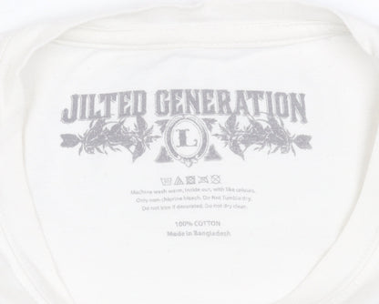 Jilted Generation Men's White Cotton Graphic Bird Art T-Shirt L