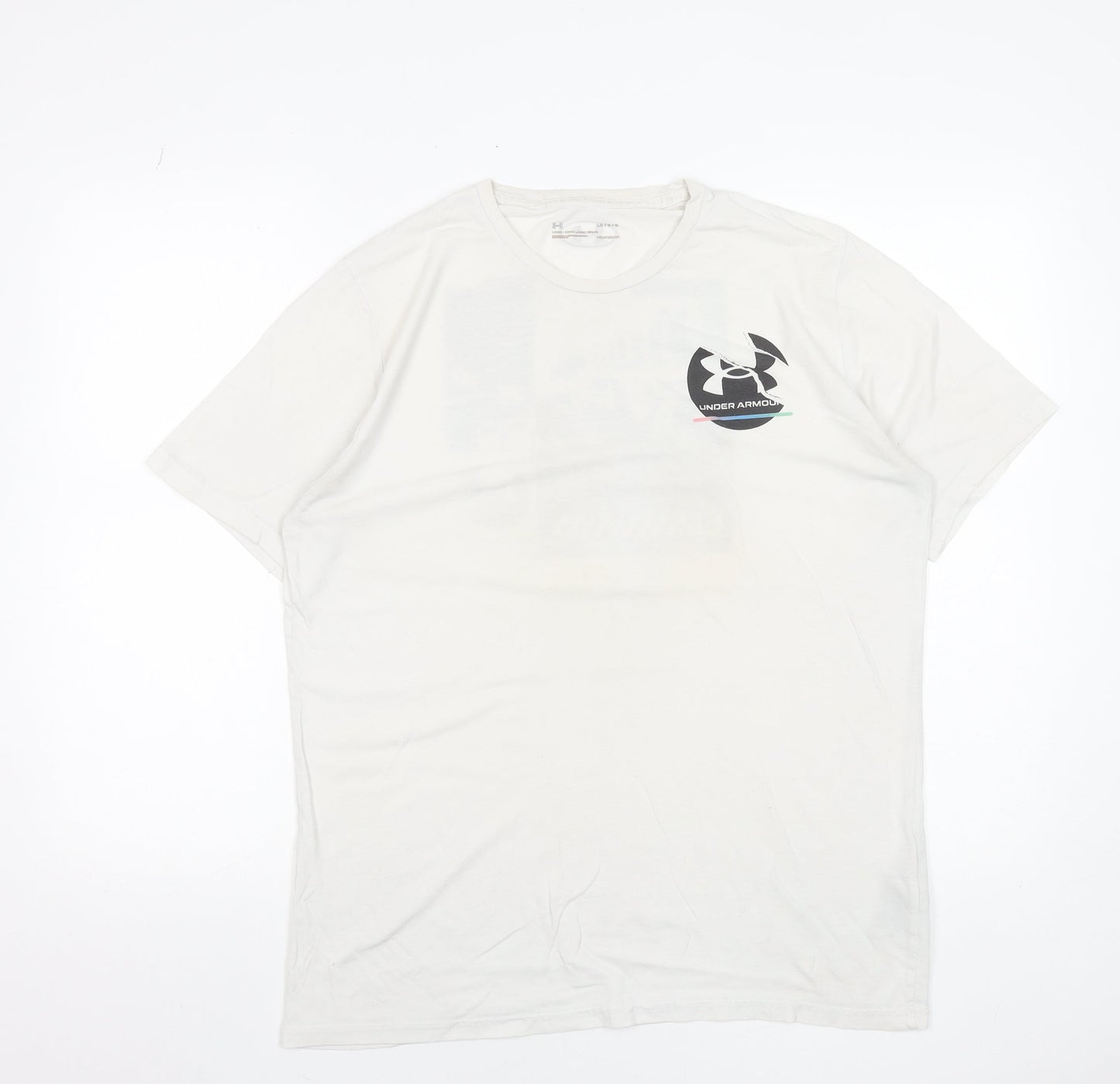 Under Armour Men's White Graphic Sports T-Shirt L Relaxed Fit
